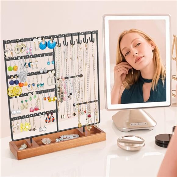 X-cosrack Jewelry Holder Organizer Stand, Jewelry Display with Earring Necklace - Picture 2 of 7